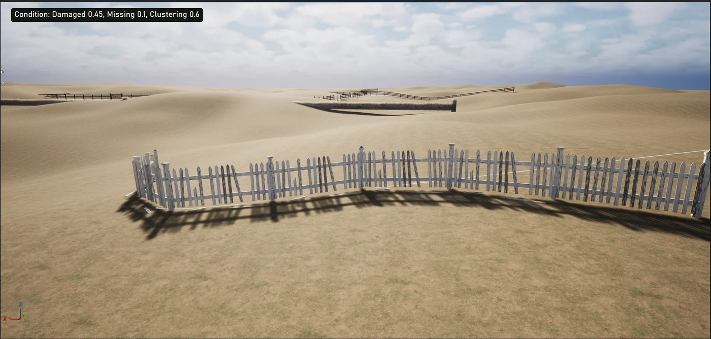 The picket fence with broken and missing spans